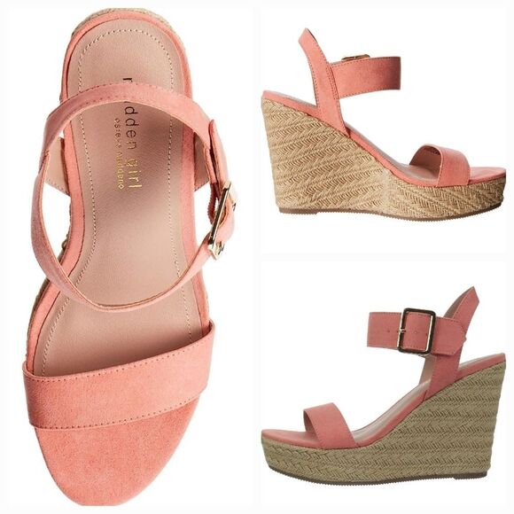 🔸️Madden Coral Vail Buckle Strap Espadrille Wedge Heels Size 8.5 - Picture 2 of 13